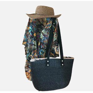 NEW Lot Bathing Suit Coverup, Large Beach Bag, UVF 50 Wide Brim Floppy Beach Hat